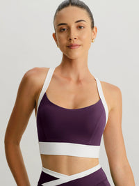 Women's Knitted Nylon Sports Bra Purple Sustainable Yoga Tops - BERLOOK