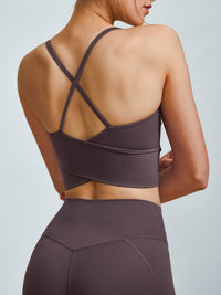 Women's Knitted Nylon Sports Bra Purple Sustainable Yoga Tops - BERLOOK