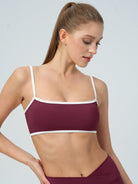 Women's Knitted Nylon Sports Bra Red Sustainable Yoga Tops - BERLOOK