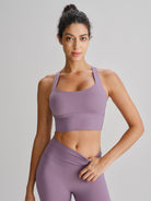 Women's Knitted Nylon Sports Bra Sustainable Yoga Tops - BERLOOK