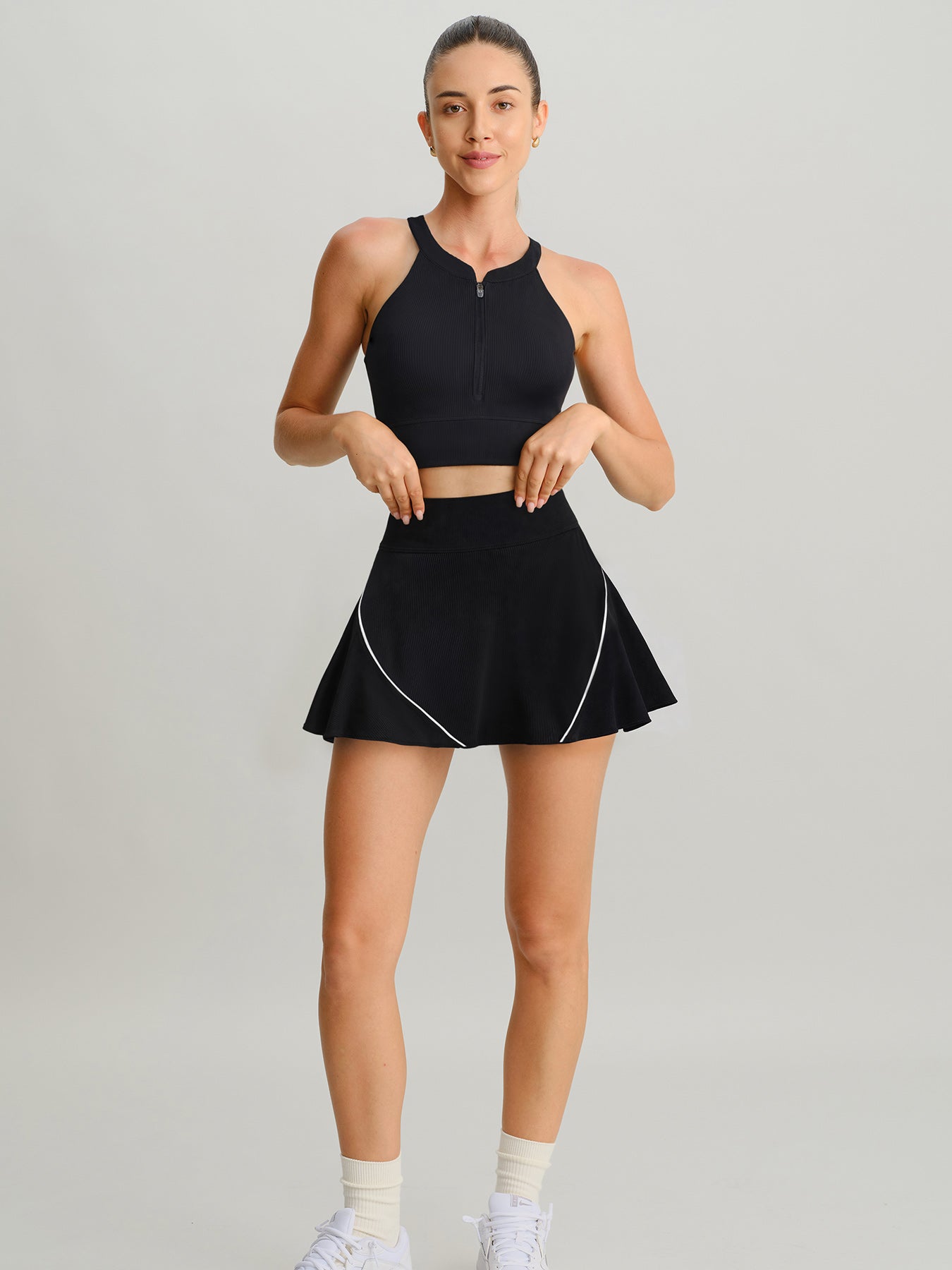 Women's Knitted Nylon Sports Bra Sustainable Yoga Tops - BERLOOK