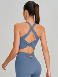 Women's Knitted Nylon Sports Bra Sustainable Yoga Tops - BERLOOK