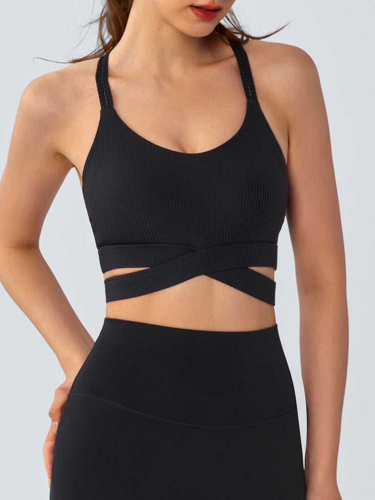 Women's Knitted Nylon Sports Bra Sustainable Yoga Tops - BERLOOK