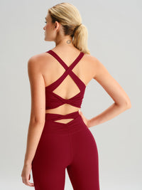 Women's Knitted Nylon Sports Bra Sustainable Yoga Tops - BERLOOK