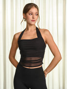 Women's Knitted Nylon Sports Bra Sustainable Yoga Tops - BERLOOK