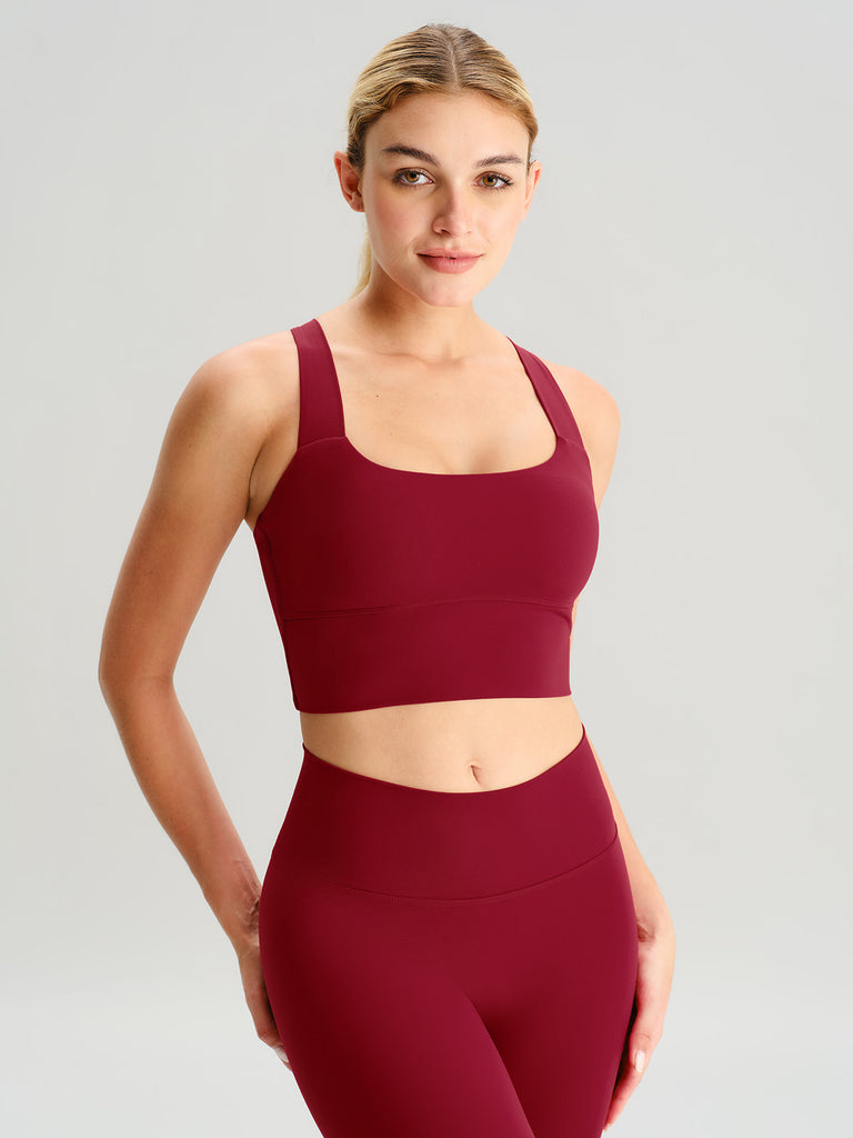 Women's Knitted Nylon Sports Bra Sustainable Yoga Tops - BERLOOK