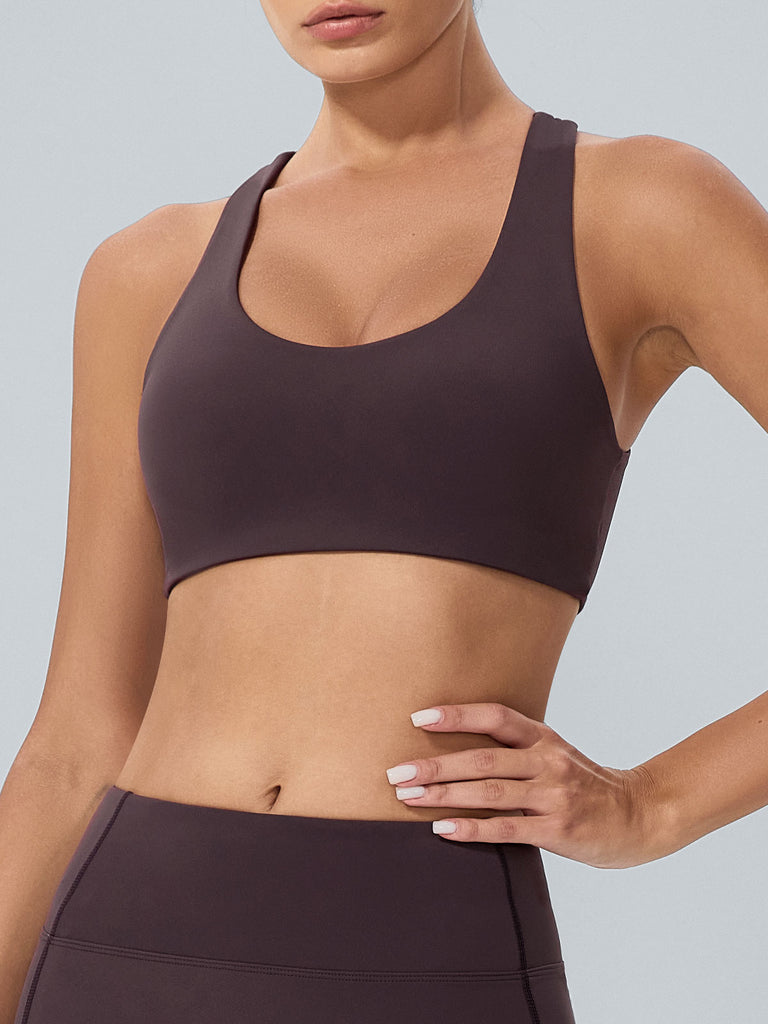 Women's Knitted Nylon Sports Bra Sustainable Yoga Tops - BERLOOK