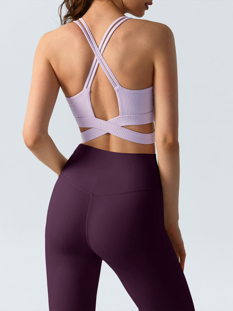 Women's Knitted Nylon Sports Bra Sustainable Yoga Tops - BERLOOK