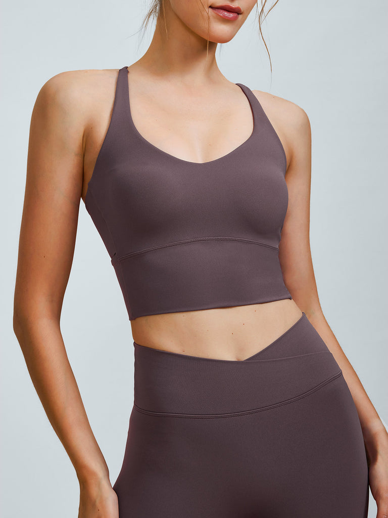 Women's Knitted Nylon Sports Bra Sustainable Yoga Tops - BERLOOK