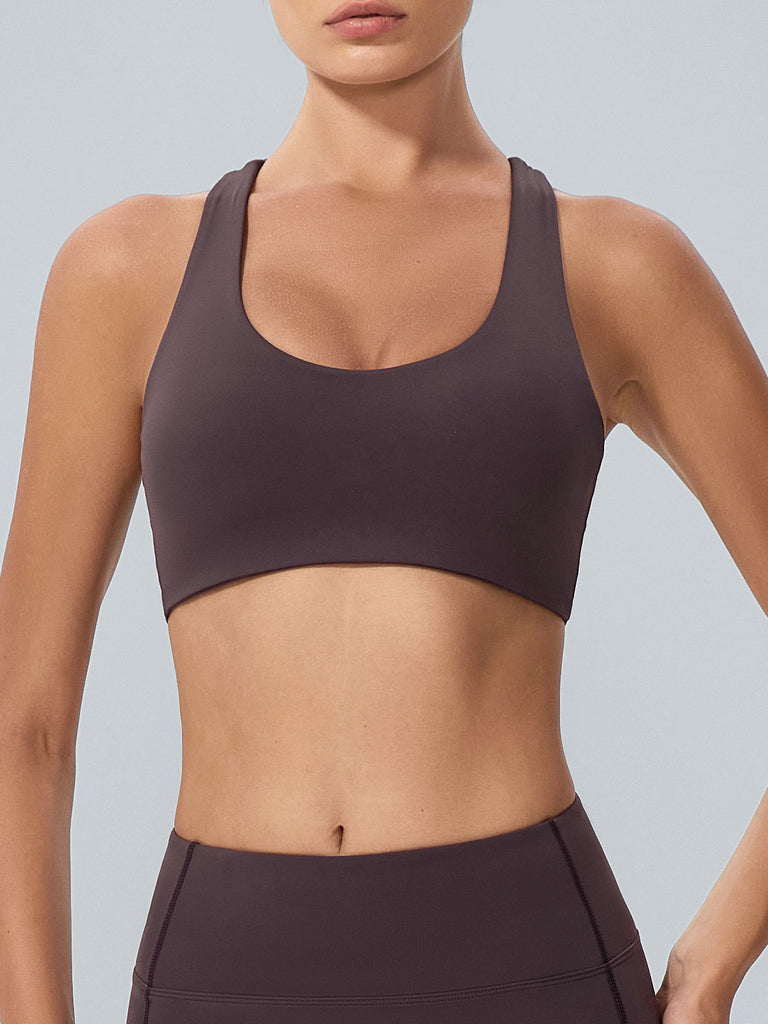 Women's Knitted Nylon Sports Bra Sustainable Yoga Tops - BERLOOK