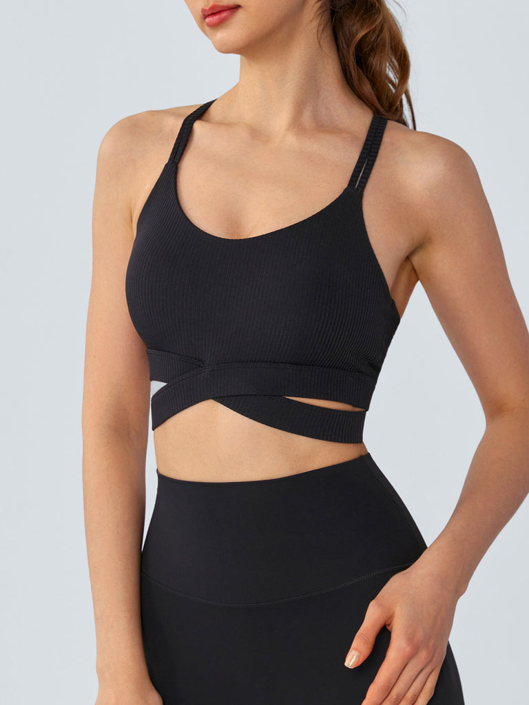 Women's Knitted Nylon Sports Bra Sustainable Yoga Tops - BERLOOK