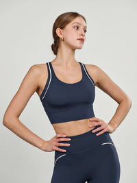 Women's Knitted Nylon Sports Bra Sustainable Yoga Tops - BERLOOK