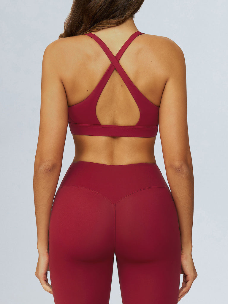 Women's Knitted Nylon Sports Bra Sustainable Yoga Tops - BERLOOK