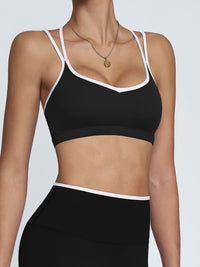 Women's Knitted Nylon Sports Bras Black Sustainable Yoga Tops - BERLOOK