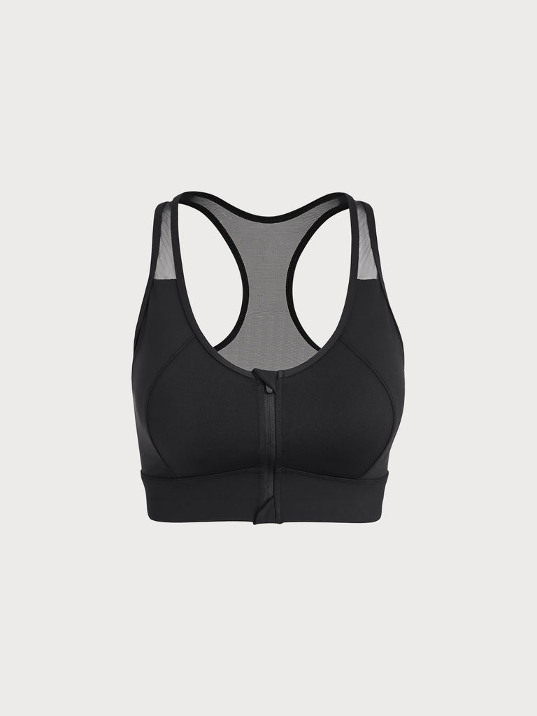 Women's Knitted Nylon Sports Bras Black Sustainable Yoga Tops - BERLOOK