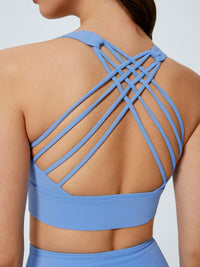 Women's Knitted Nylon Sports Bras Blue Sustainable Yoga Tops - BERLOOK