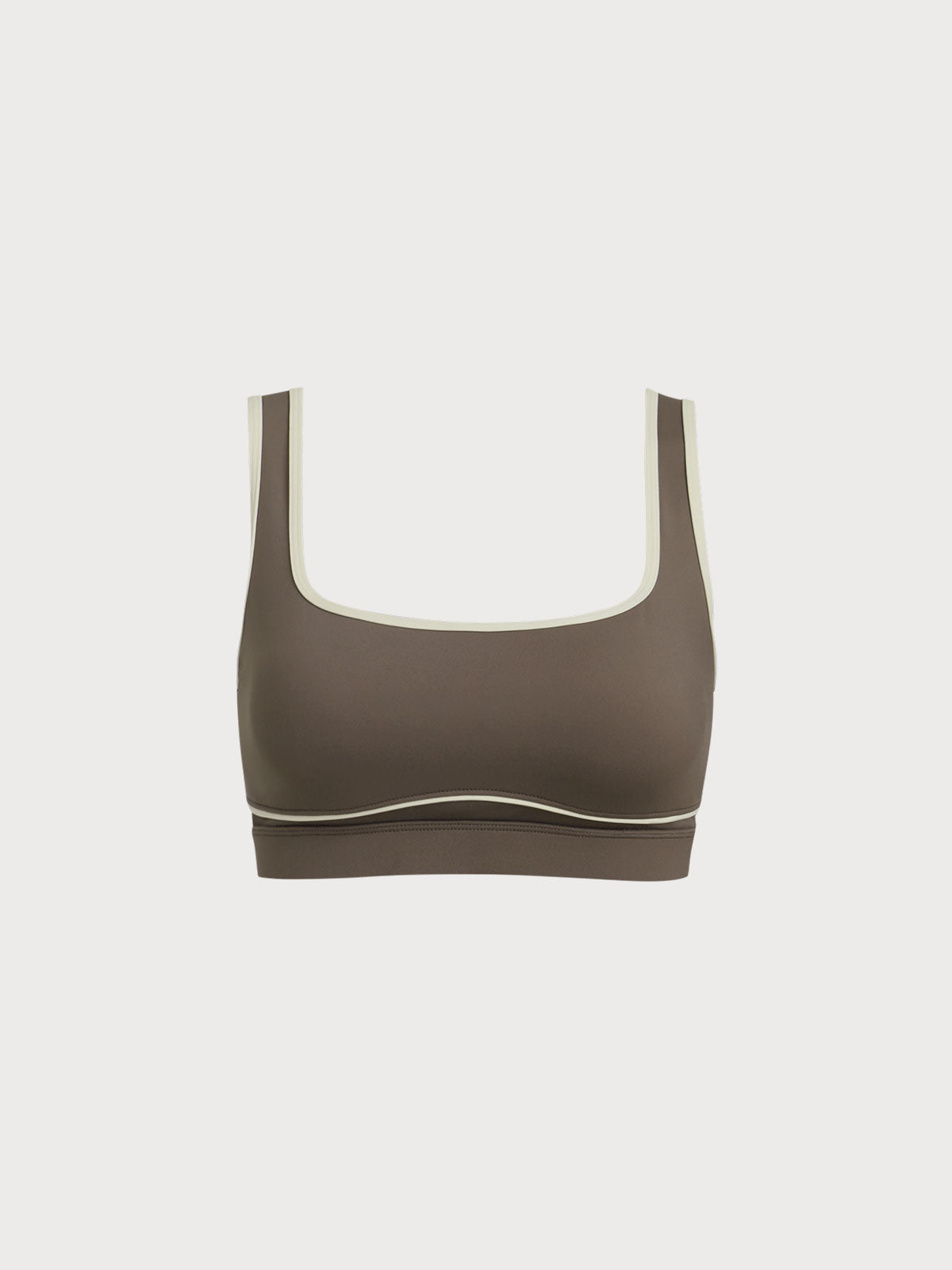 Women's Knitted Nylon Sports Bras Brown Sustainable Yoga Tops - BERLOOK