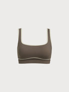 Women's Knitted Nylon Sports Bras Brown Sustainable Yoga Tops - BERLOOK
