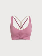 Women's Knitted Nylon Sports Bras Pink Sustainable Yoga Tops - BERLOOK