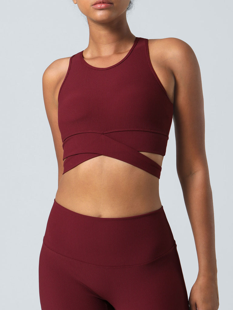 Women's Knitted Nylon Sports Bras Sustainable Yoga Tops - BERLOOK
