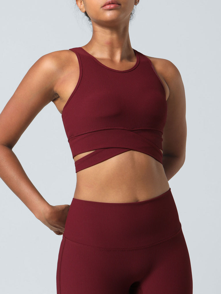 Women's Knitted Nylon Sports Bras Sustainable Yoga Tops - BERLOOK