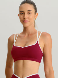 Women's Knitted Nylon Sports Bras Wine Red Sustainable Yoga Tops - BERLOOK