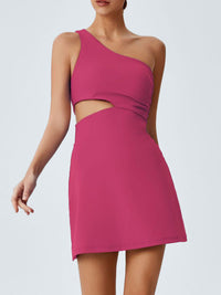 Women's Knitted Nylon Sports Dress Rose Red Sustainable Yoga Dresses&Yoga Jumpsuit - BERLOOK