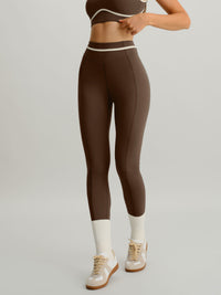 Women's Knitted Nylon Sports Leggings Coffee Sustainable Yoga Bottoms - BERLOOK