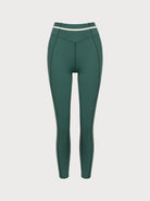 Women's Knitted Nylon Sports Leggings Dark Green Sustainable Yoga Bottoms - BERLOOK