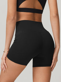 Women's Knitted Nylon Sports Shorts Black Sustainable Yoga Bottoms - BERLOOK