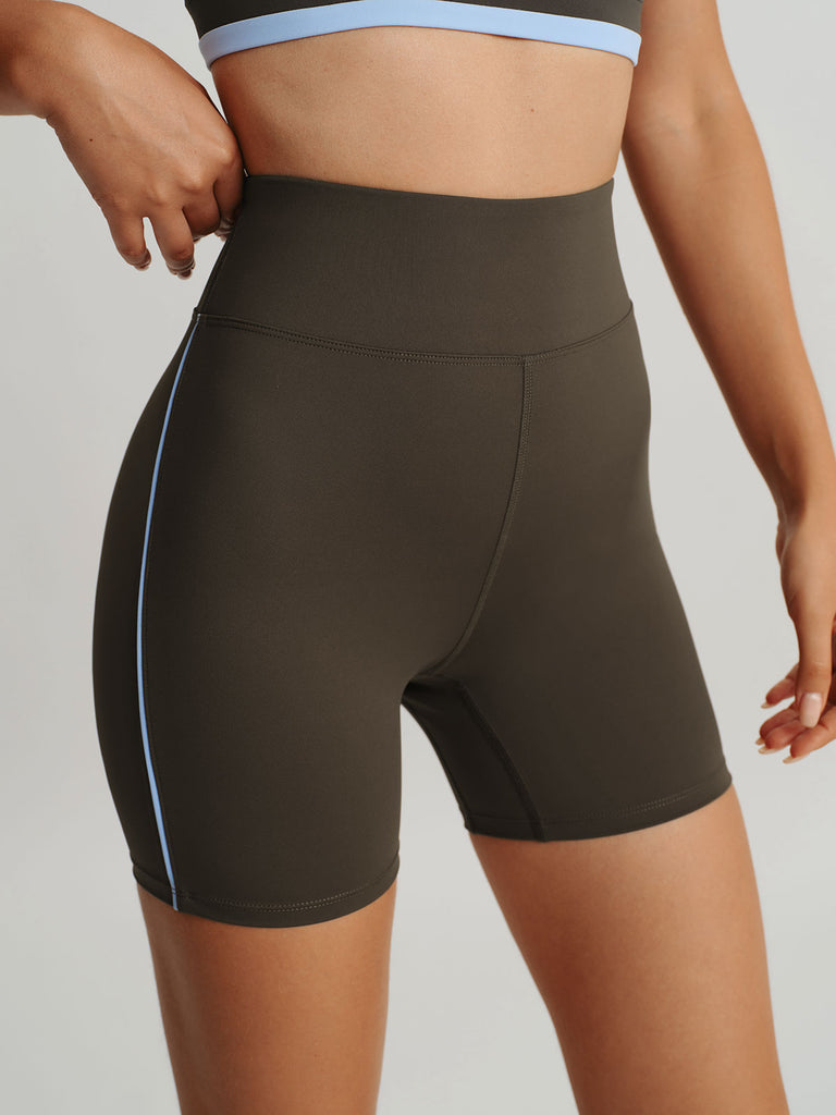 Women's Knitted Nylon Sports Shorts Brown Sustainable Yoga Bottoms - BERLOOK
