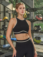 Women's Knitted Nylon Sports Tank Tops Black Sustainable Yoga Tops - BERLOOK