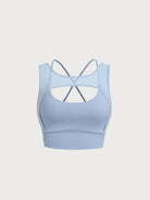 Women's Knitted Nylon Sports Tank Tops Blue Sustainable Yoga Tops - BERLOOK