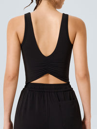 Women's Knitted Nylon Sports Vest Black Sustainable Yoga Tops - BERLOOK