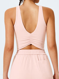 Women's Knitted Nylon Sports Vest Pink Sustainable Yoga Tops - BERLOOK