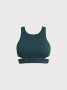 Women's Knitted Nylon Surf Top Dark Green Sustainable Surfing Clothes - BERLOOK