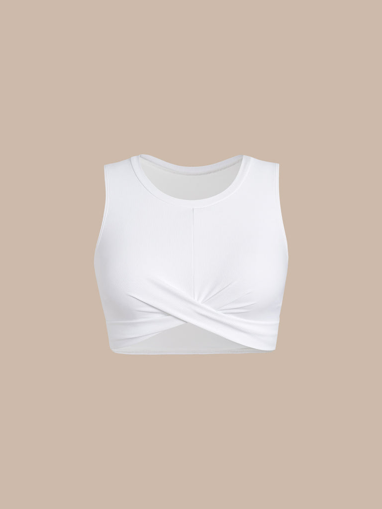 Women's Knitted Nylon Surfing Top White Sustainable Surfing Clothes - BERLOOK
