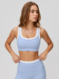 Women's Knitted Nylon Tank Tops Light Blue Sustainable Yoga Tops - BERLOOK
