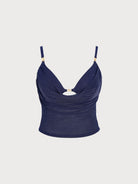 Women's Knitted Nylon Tankini Top Navy Sustainable - BERLOOK