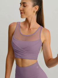 Women's Knitted Nylon Yoga Camis Purple Sustainable Yoga Tops - BERLOOK