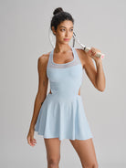 Women's Knitted Nylon Yoga Dresses Light Blue Sustainable Yoga Dresses&Yoga Jumpsuit - BERLOOK