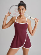 Women's Knitted Nylon Yoga Dresses Red Sustainable Yoga Dresses&Yoga Jumpsuit - BERLOOK