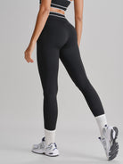 Women's Knitted Nylon Yoga Leggings Black Sustainable Yoga Bottoms - BERLOOK