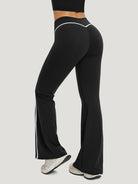 Women's Knitted Nylon Yoga Leggings Black Sustainable Yoga Bottoms - BERLOOK
