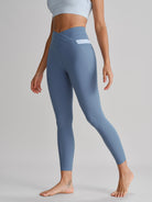 Women's Knitted Nylon Yoga Leggings Blue Sustainable Yoga Bottoms - BERLOOK