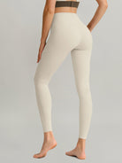 Women's Knitted Nylon Yoga Leggings Ivory Sustainable Yoga Bottoms - BERLOOK