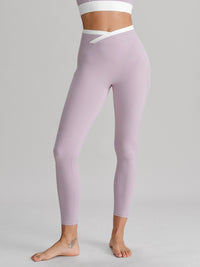 Women's Knitted Nylon Yoga Leggings Light Purple Sustainable Yoga Bottoms - BERLOOK