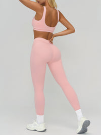 Women's Knitted Nylon Yoga Leggings Pink Sustainable Yoga Bottoms - BERLOOK