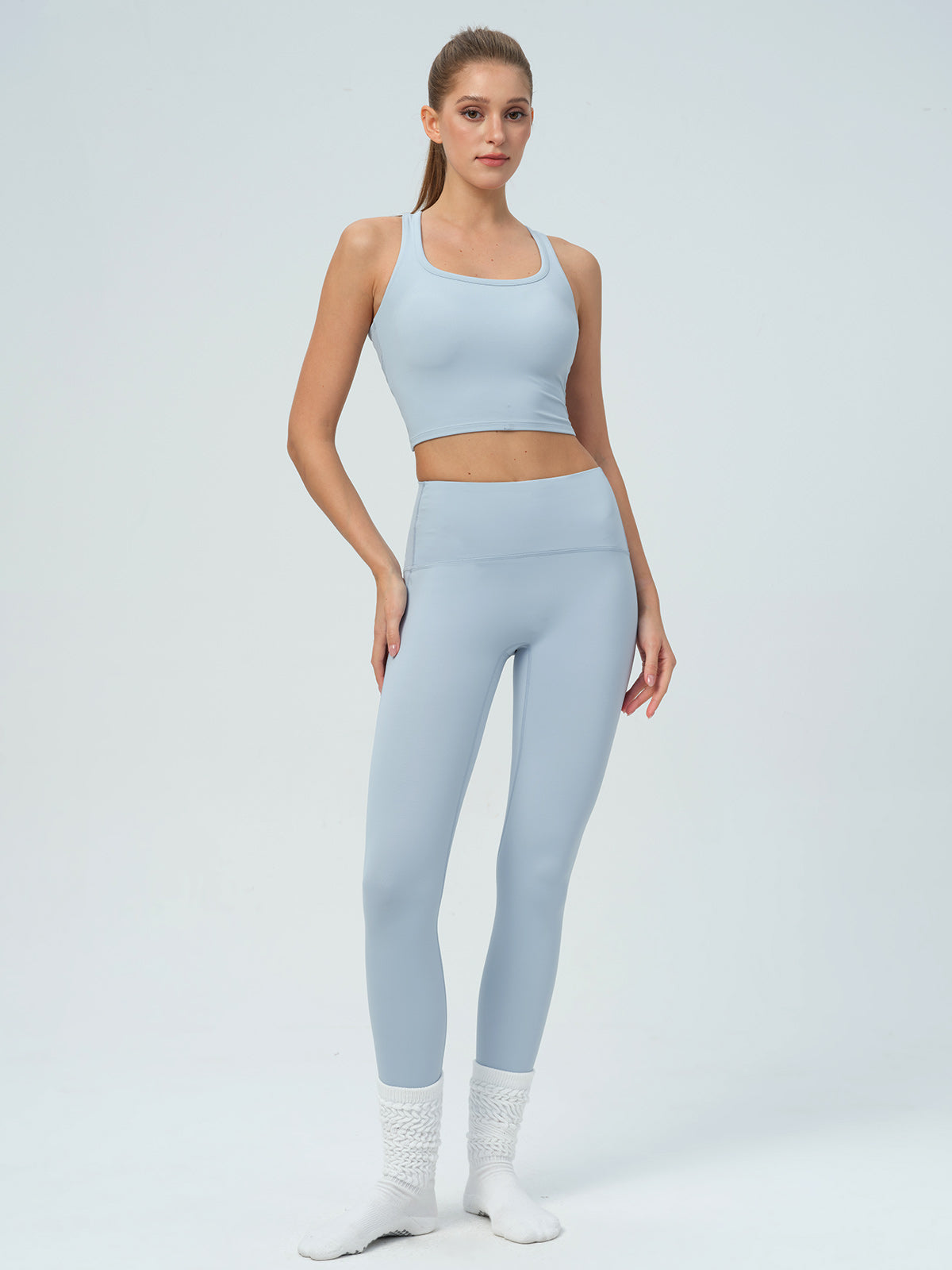 Women's Knitted Nylon Yoga Leggings Sustainable Yoga Bottoms - BERLOOK
