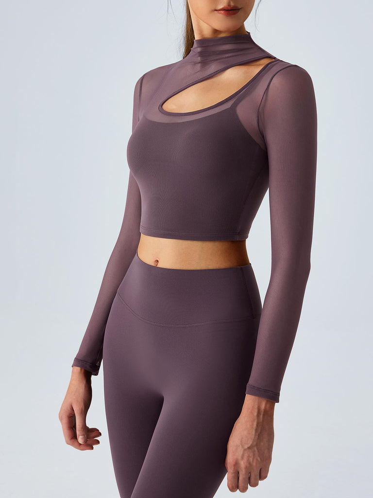 Women's Knitted Nylon Yoga Long Sleeve Top Sustainable Yoga Tops - BERLOOK